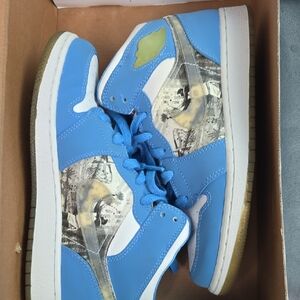 Jordan Blue and White High-Top Sneakers
